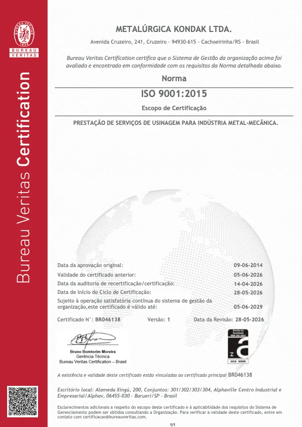 Preview of Kondak's ISO certificate.